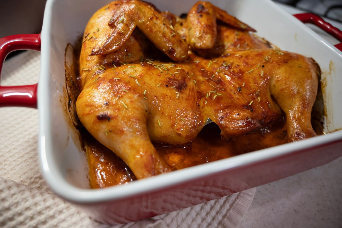 Whole Poulet Bleu chicken, prepared in different serving styles
